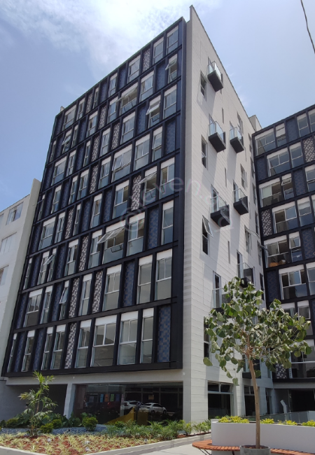 Microcemento en fachada de edificio 